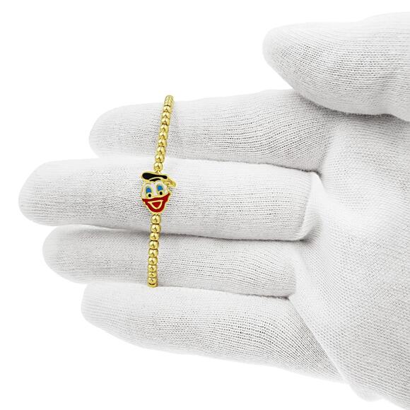 10k Yellow Gold Kids Beaded Bracelet Donald Duck Enamel Adjustable Charm - Picture 3 of 3